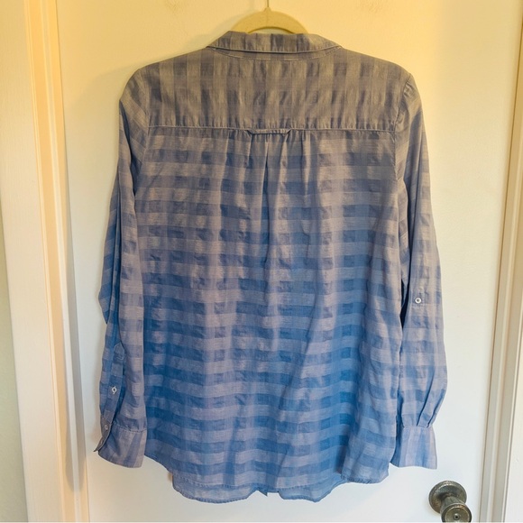 Joie Blue Plaid Button‎ Down Women Blouse, Size Large - Picture 3 of 5